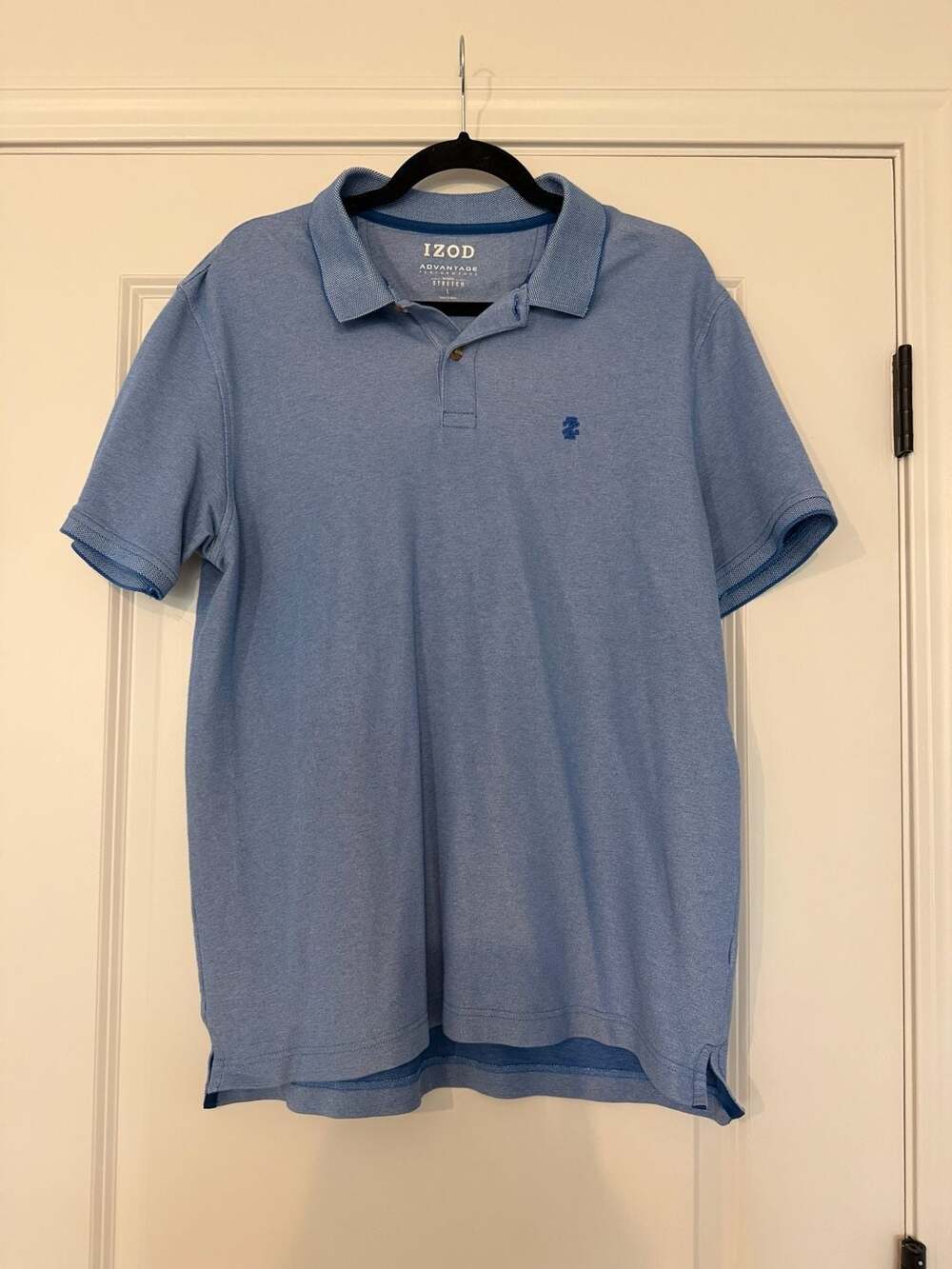 IZOD Advantage Performance Polo Shirt Size L Blue Stretch